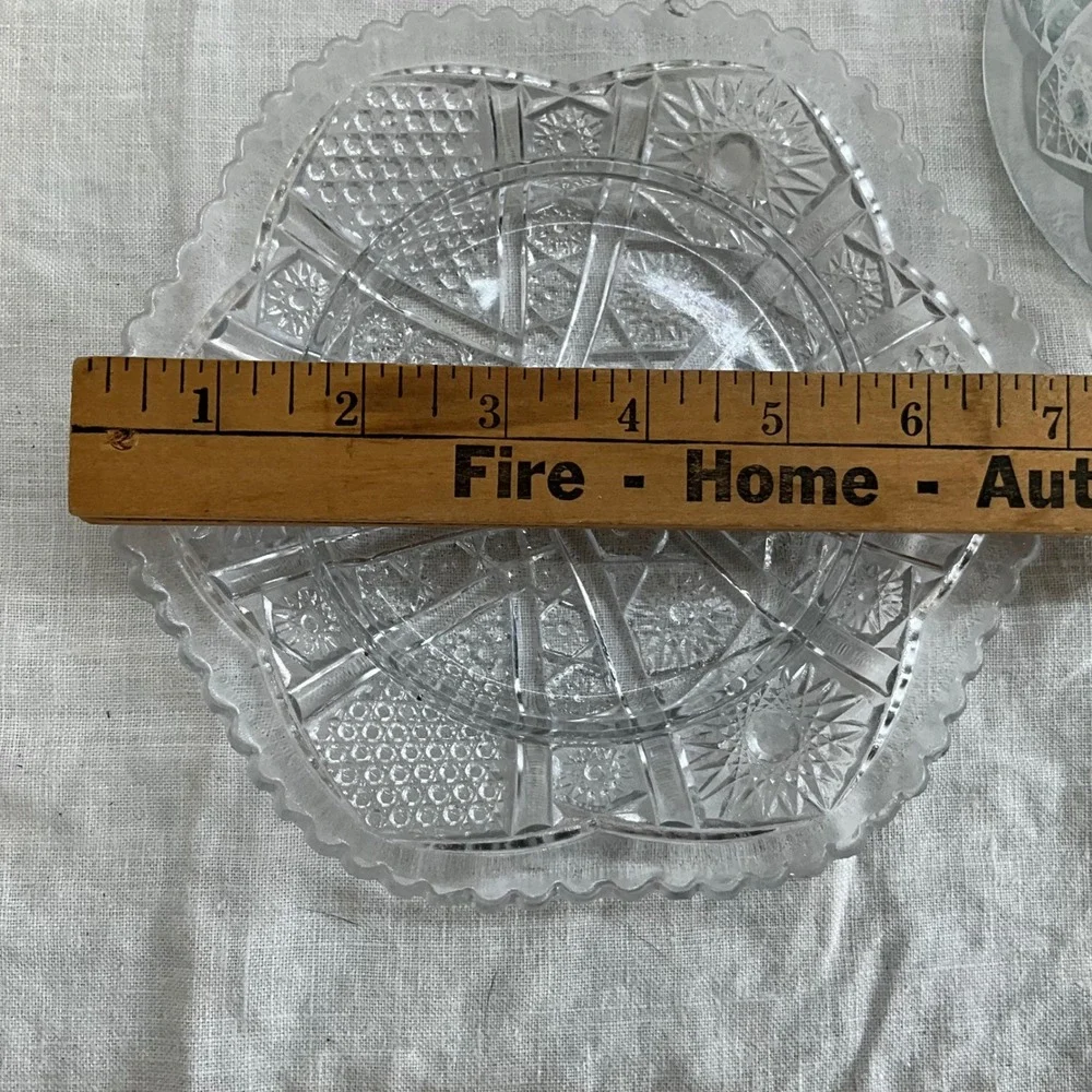 Vintage EAPG‎ Pressed Imperial Glass Butter Dish Scalloped Cosmos  Maganese